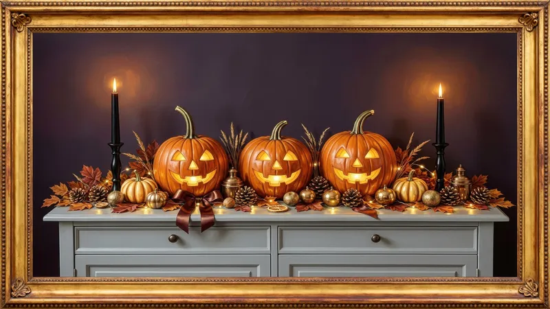 Candlelit pumpkins