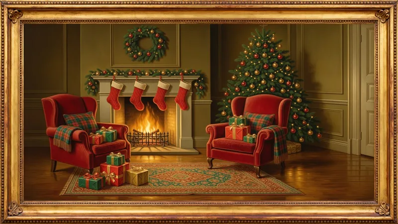 A living room by the fire