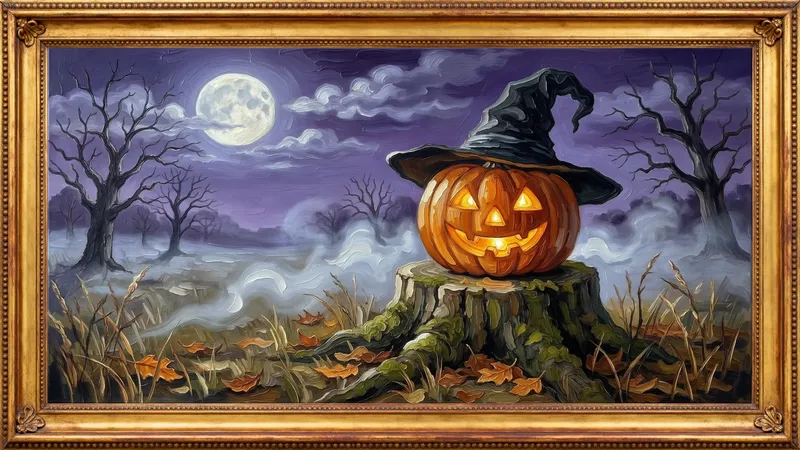 Witch hat jack-o'-lanterns